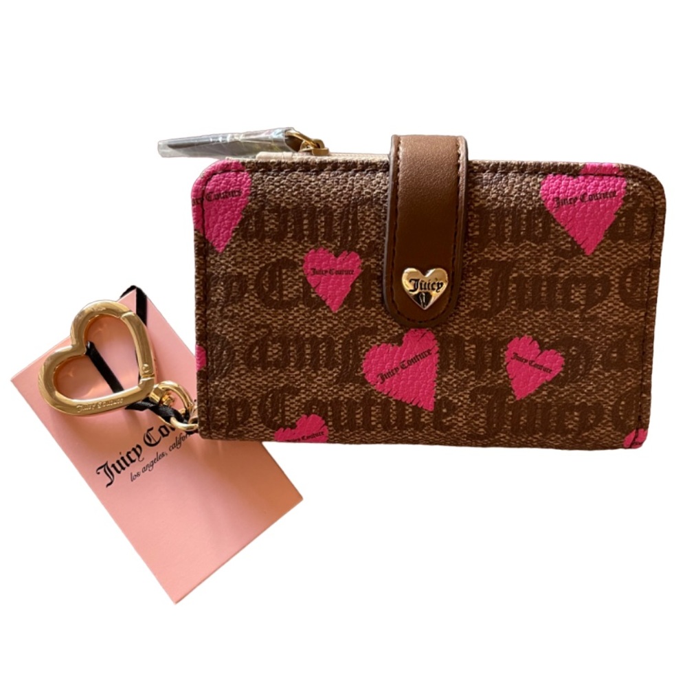 Juicy Couture Heart Chestnut Chino Card Wallet